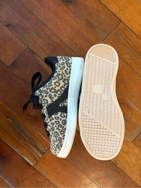 Kids Leopard Print Black Accent Low-Top Sneakers